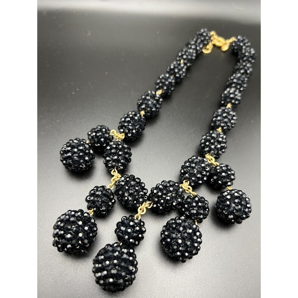 J. Crew Black and Gold Beaded Statement Necklace
